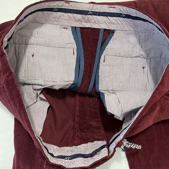 Samuel Windsor Pants Mens 36 Red Corduroy 33 Inseam Chino Trouser Business - Picture 8 of 11